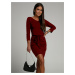 Burgundy dress with waist tie