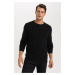 DEFACTO Black Standard Fit Regular Cut Crew Neck Basic Plain Knitwear Sweater