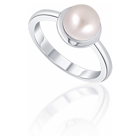 JwL Luxury Pearls Nežný strieborný prsteň s pravou bielou perlou JL0677 54 mm