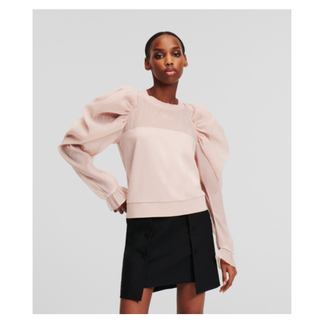 Mikina Karl Lagerfeld Organza Sleeve Sweatshirt Rose Smoke