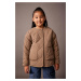 DEFACTO Girl's Quilted Double-Sided Faux Für Lined Coat