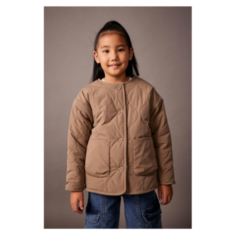 DEFACTO Girl's Quilted Double-Sided Faux Für Lined Coat