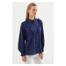 Bigdart 20223 Ruffled Long Sleeve Shirt - Navy Blue