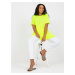 Fluo yellow viscose tunic plus size with short sleeves