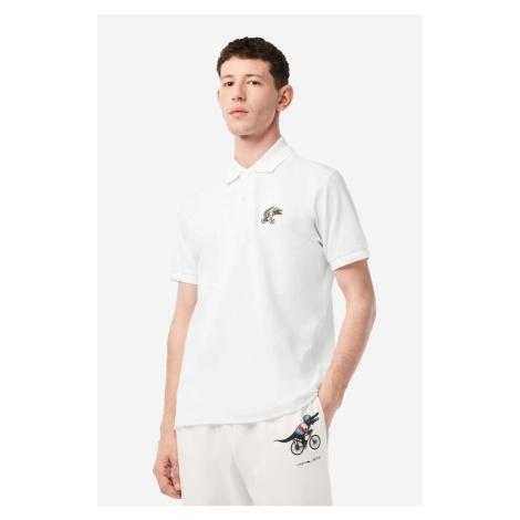 Bavlnené polo tričko Lacoste x Netflix PH7057-VIR, béžová farba, s nášivkou