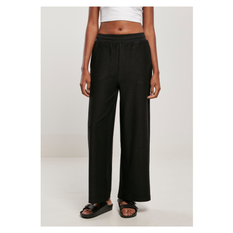 Women's terry trousers with straight rib black Urban Classics