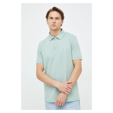 Polo tričko BOSS BOSS CASUAL pánske, zelená farba, jednofarebné, 50472668 Hugo Boss