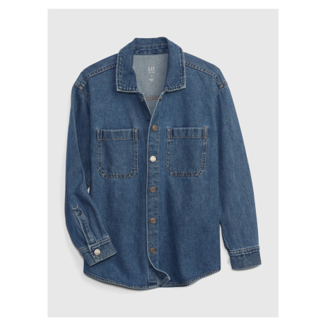 GAP Detská džínsová košeľová bunda oversize Modrá