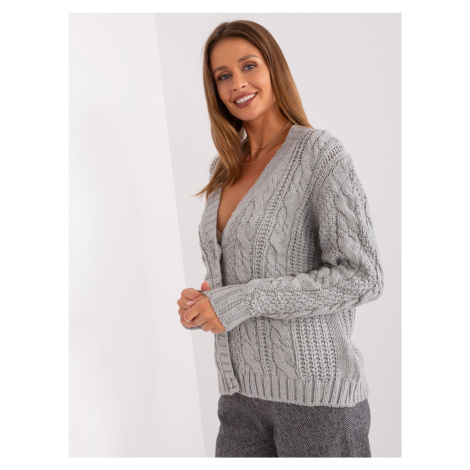 Gray women's sweater with braids