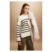 DEFACTO Oversize Fit Wide Pattern Half Turtleneck Sweater