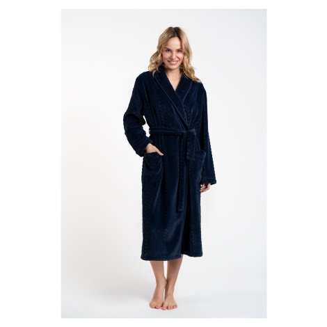 Women's bathrobe Bona with long sleeves - dark blue Italian Fashion