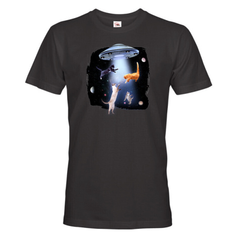 Vtipné pánské tričko s potlačou Ufo a mačiek - tričko pre milovníkov mačiek