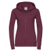 Burgundy women's sweatshirt with hood and zipper Authentic Russell