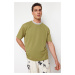 Trendyol Limited Edition Khaki Oversize/Wide Cut Knit Banded Textured Pique T-Shirt