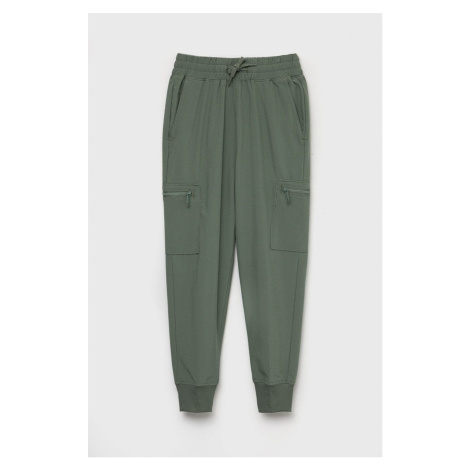 Detské nohavice Abercrombie & Fitch zelená farba, jednofarebné