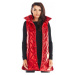 Prešívaná dámska vesta červenej farby s vysokým golierom