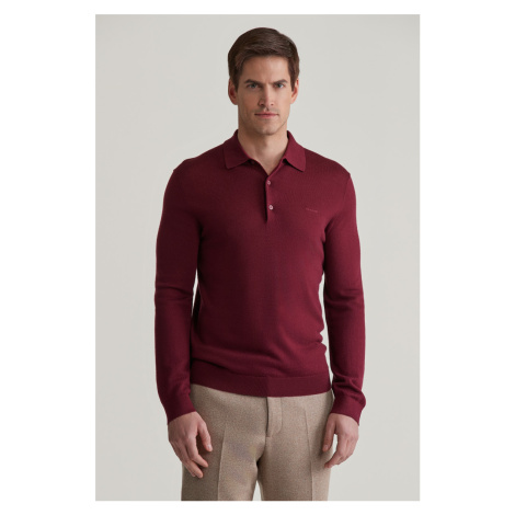 SVETER GANT EXTRAFINE MERINO WOOL POLO WINE RED