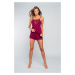 Intrigue women's pajamas with narrow straps, shorts - wine