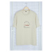 Trendyol Stone Men's Oversize/Wide Cut More Sustainable Text Embroidery 100% Organic Cotton T-sh