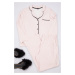 Trendyol Curve Pink Striped Shirt Collar Piping Knitted Pajama Set