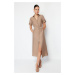 Trendyol Mink Belted Midi Woven Shirt Dress