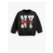 Koton College Print Sweatshirt with Shimmering Stand-up collar. The waist and the cuffs are elas