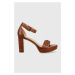Kožené sandále Lauren Ralph Lauren Sylvia hnedá farba, 802891411001