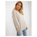 Beige women's oversize sweater with holes with wool