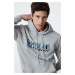 Trendyol Snow Melange Regular/Normal Cut Hooded Printed Inside Polar Fleece Sweatshirt