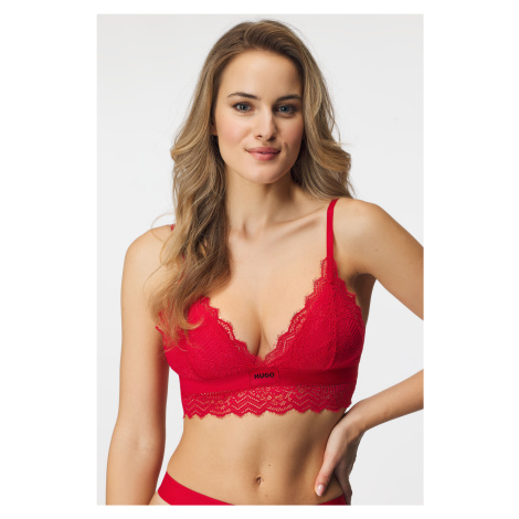 Podprsenka HUGO Triangle Lace Red vystužená Bralette Hugo Boss