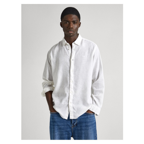 White Men's Linen Shirt Pepe Jeans - Men's
