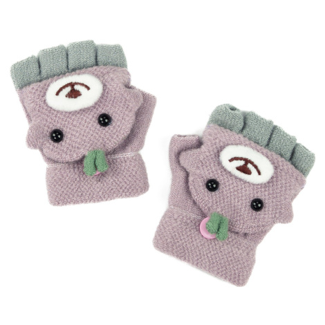 Art Of Polo Kids's Gloves Rk22249-1 Light Grey/Light Pink