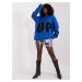 Cobalt blue long oversize sweater with inscription