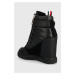 Členkové topánky Tommy Hilfiger Wedge Sneaker Boot čierna farba, na kline