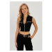 Cool & Sexy Women's Black Double Zippered Camisole Blouse