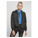 Women's Oversized Glossy Crinkle Nylon Jacket Black