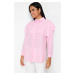 Trendyol Light Pink Big Collar Cotton Woven Shirt