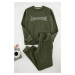 Trendyol Khaki Oversize / Wide Cut Text Printed Tracksuit