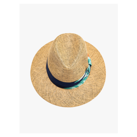 Koton Straw Fedora Hat Tropical Patterned Ribbon Detailed
