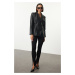 Trendyol Black Faux Leather Fitted Blazer Jacket