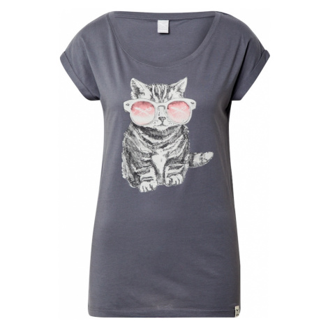 Iriedaily Tričko 'Cat'  antracitová / tmavoružová / čierna / biela