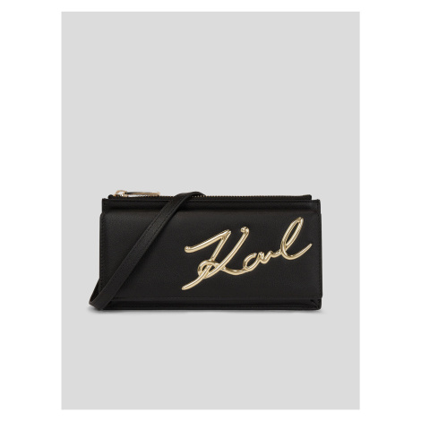 Čierna dámska kožená kabelka KARL LAGERFELD Signature 2.0 Crossbody