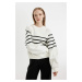 DEFACTO Cool Oversize Wide Pattern Crew Neck Striped Thick Sweatshirt C8193ax24wn