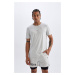 DEFACTO Fit Men's White Slim Fit Crew Neck Printed Sports Short Sleeve Basic T-Shirt