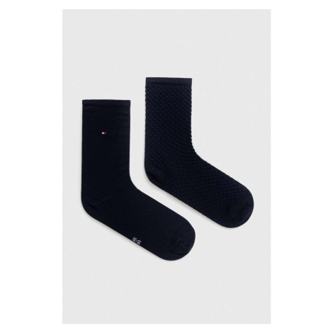 Ponožky Tommy Hilfiger 2-pak dámske, tmavomodrá farba, 701227563