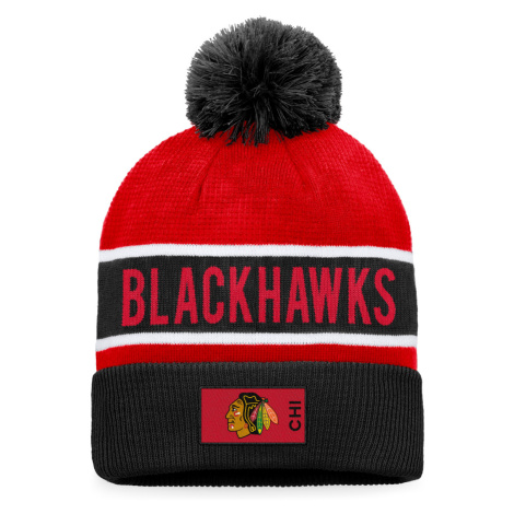 Chicago Blackhawks zimná čiapka Authentic Pro Game & Train Cuffed Pom Knit Black-Athletic Red