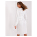Biele mini šaty s V výstrihom a pásikom -LK-SK-509255,96-biele
