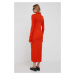 Šaty Calvin Klein oranžová farba, midi, rovný strih