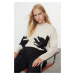 Trendyol Stone Soft Texture Stand Collar Color Block Knitwear Sweater