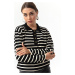 Lafaba Women's Black Polo Neck Striped Knitwear Sweater